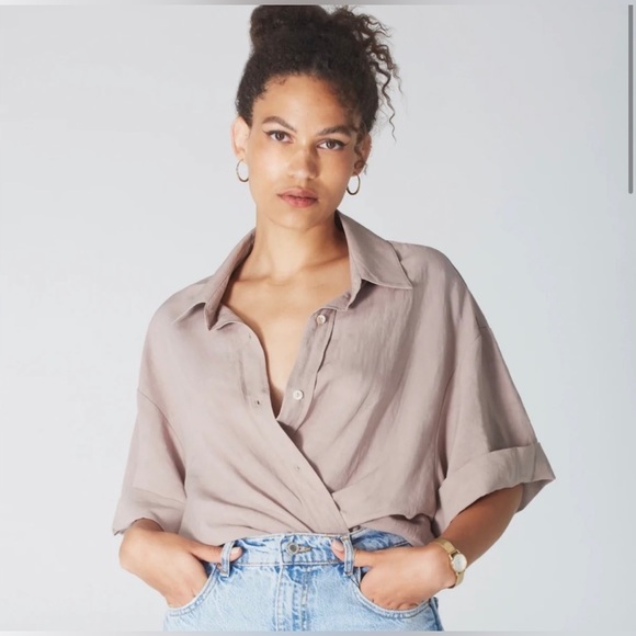 Uncle Studios Tops - UNCLE STUDIOS Linen Button Down Shirt. Colour Stone. Size S. NWOT. Oversized fit